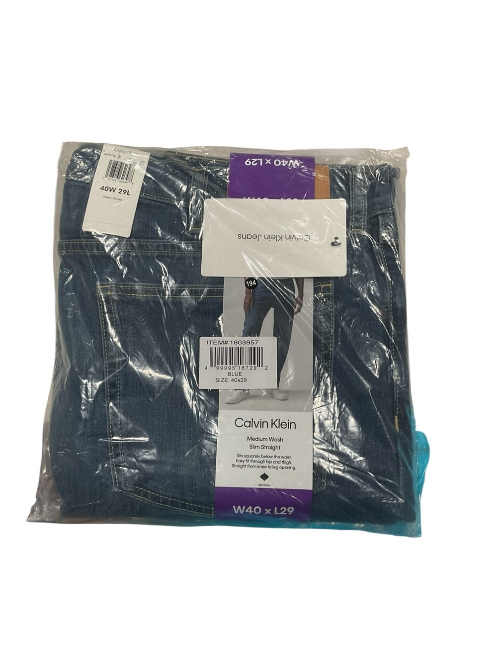 Calvin Klein Jeans Mens Slim Straight Medium Wash Denim 40x29 Blue
